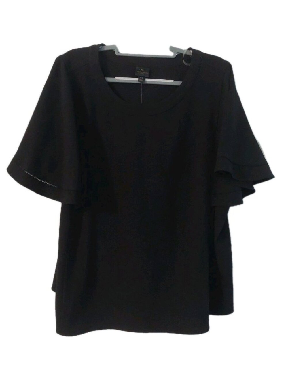 Worthington Womens Shirt Size 3X Black Short Sleeve NWT